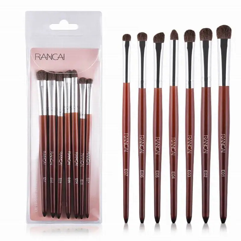 7Pcs Eyeshadow Brushes Set Natural Horse Pony Hair Cosmetics Blending Smudge Shader Makeup Brushes Beauty Cosmetics Kit